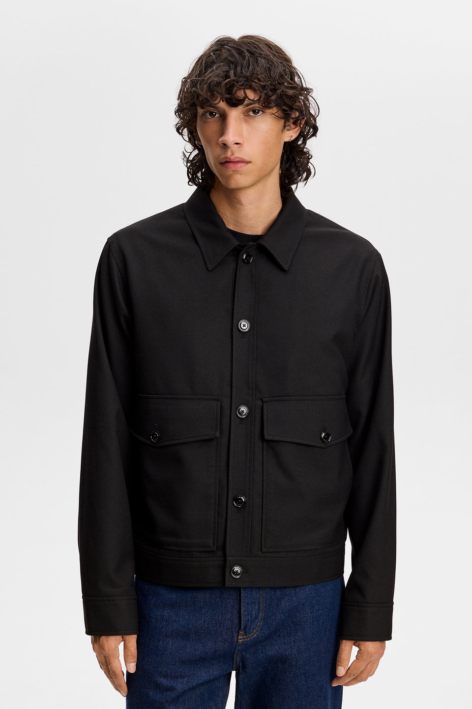 Jevin Brushed Twill Jacket / Black