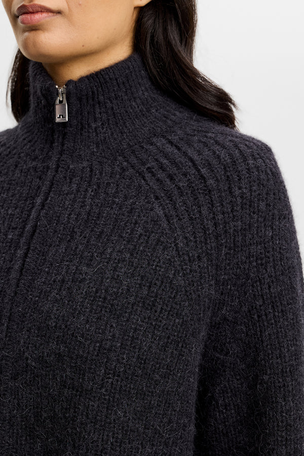 Whitney Rib Knit Full Zip / Black