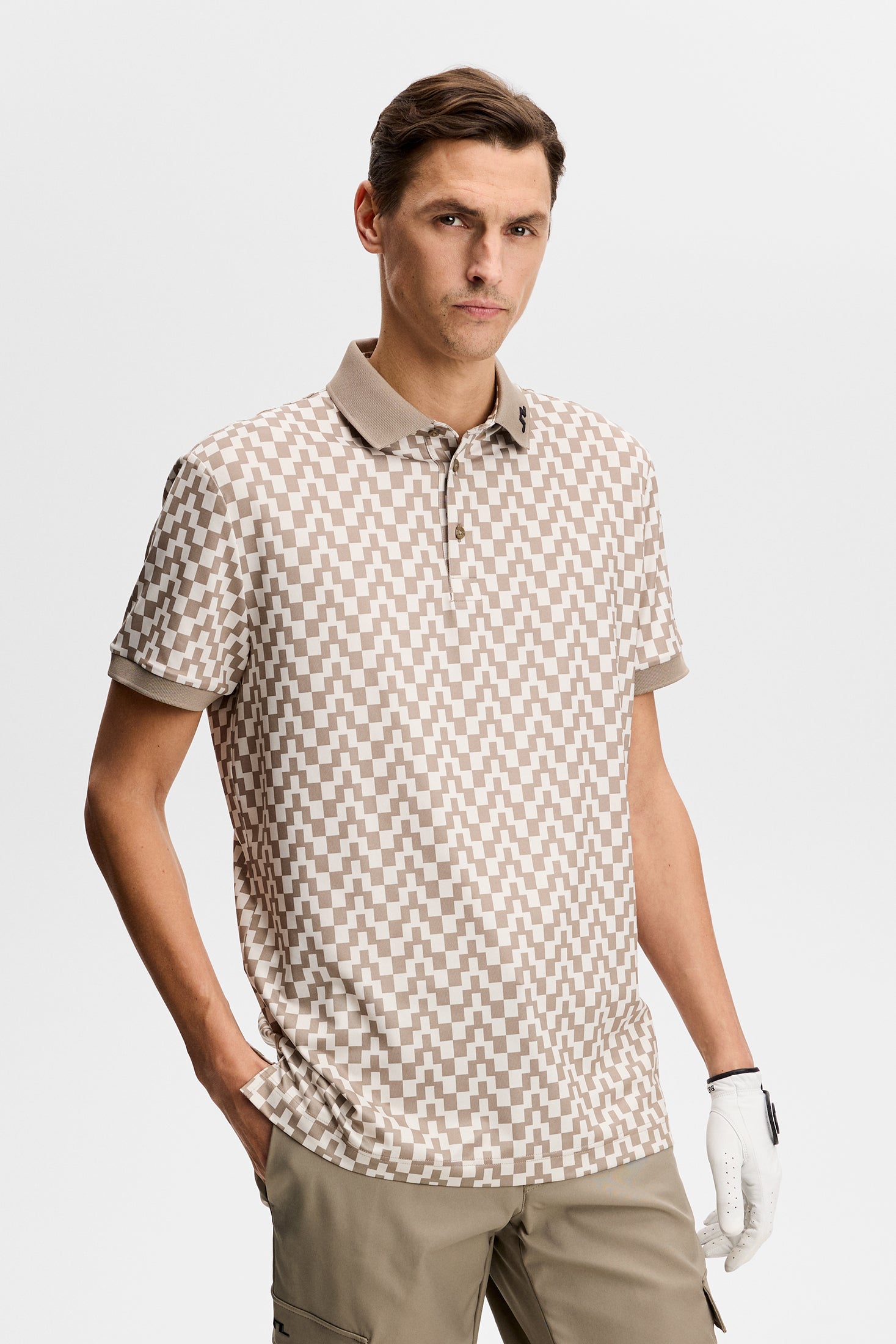 Tour Tech Print Polo / Bridge Stack Brindle M | J.Lindeberg Official