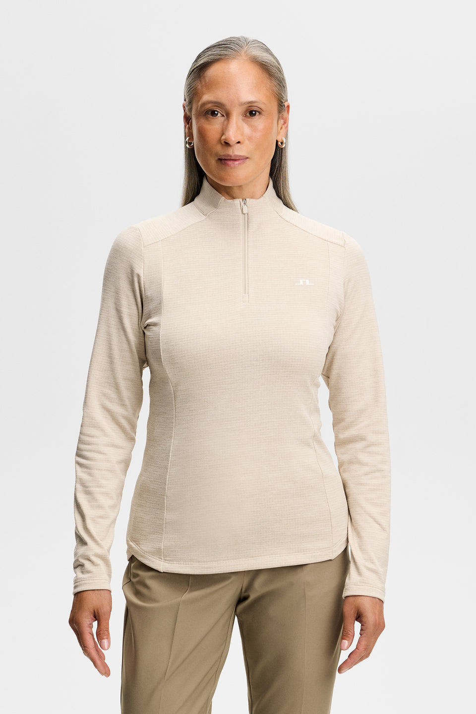 Steffi Quarter Zip Mid Layer / Moonbeam Melange
