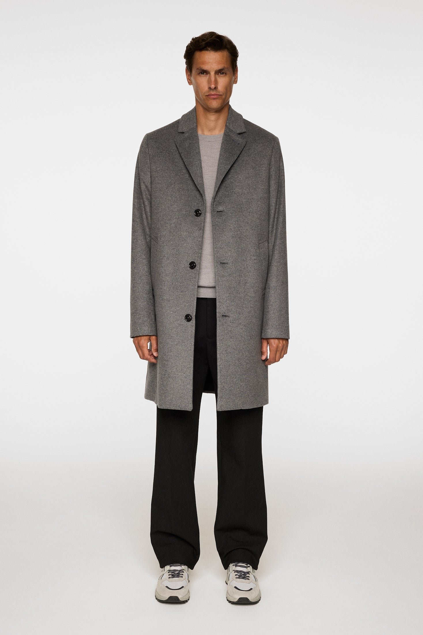 August Melton Cashmere Coat / Dark Grey Melange – J.Lindeberg