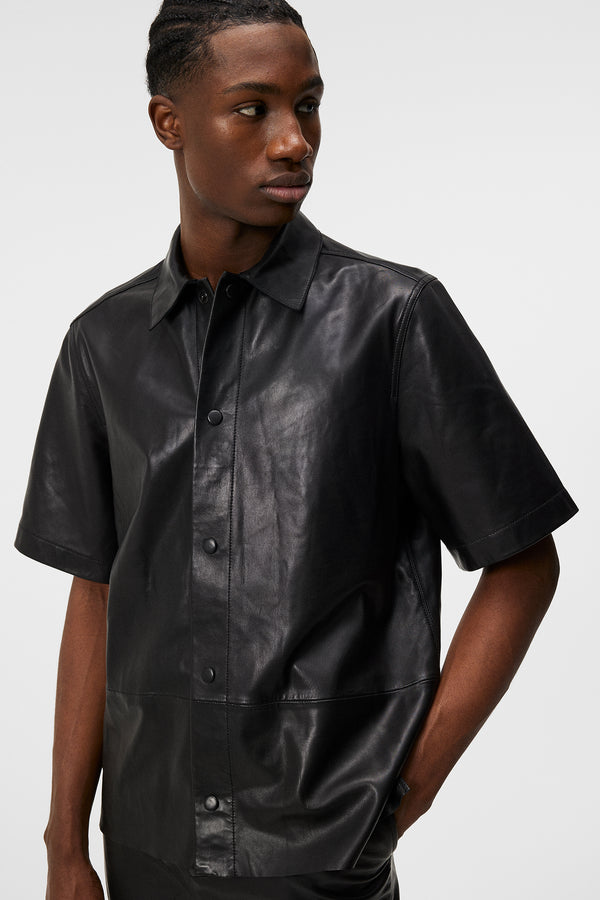 Shorty Leather Overshirt / Black