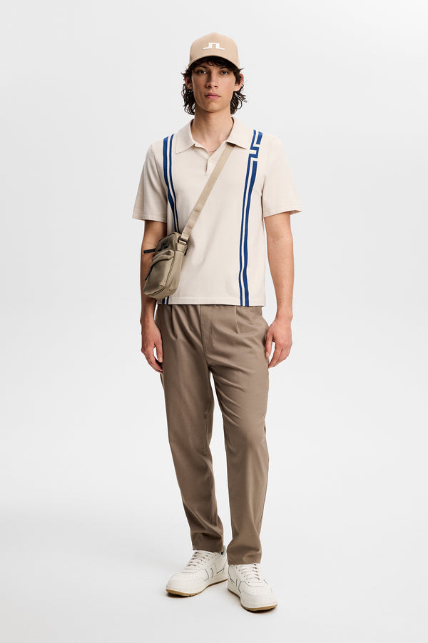 Rylan Stripe Knit Golf Polo / Moonbeam