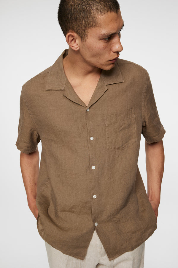 Elio Linen Melange Shirt / Sepia Tint
