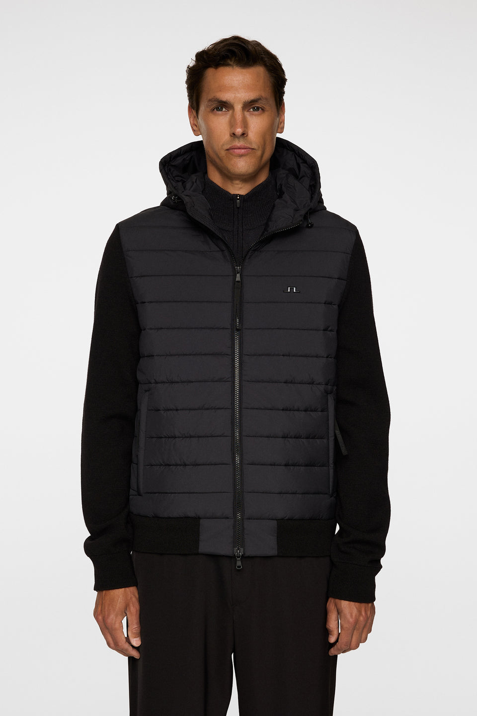 Thorn Hood Knit Hybrid Jacket / Black