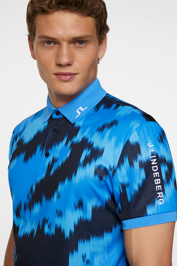 Tour Tech Print Polo / Warp Sonic Blue L