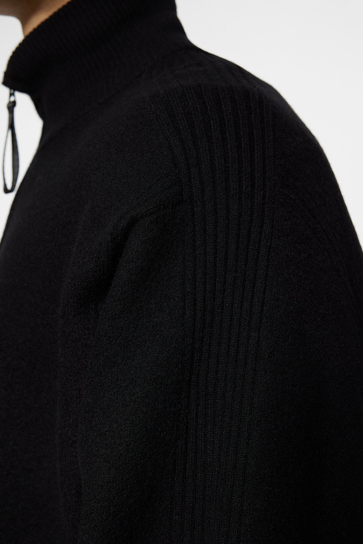 Bon Boiled Wool Quarter Zip / Black