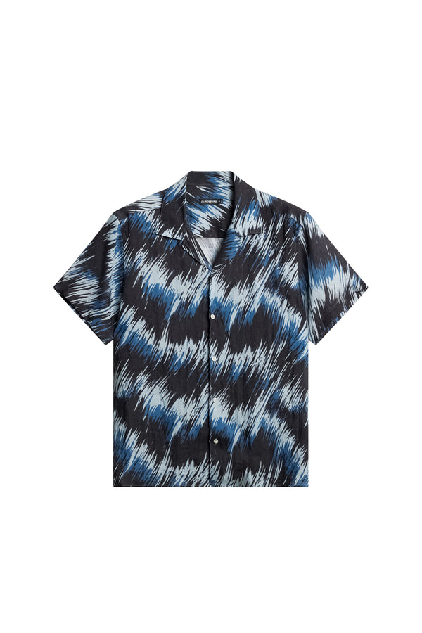 Elio Linen Printed Shirt / Thunderstorm Navy M