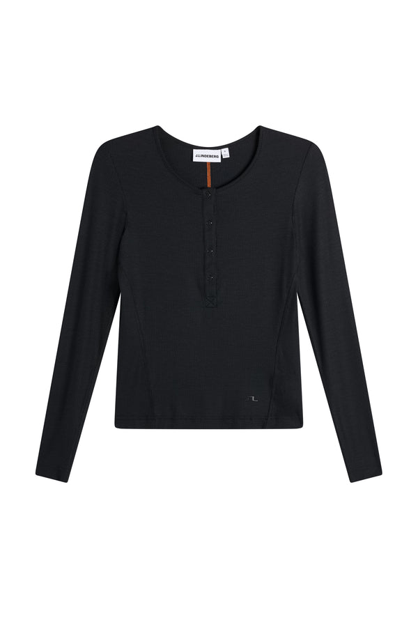 Sanna Rib Henley LS / Black