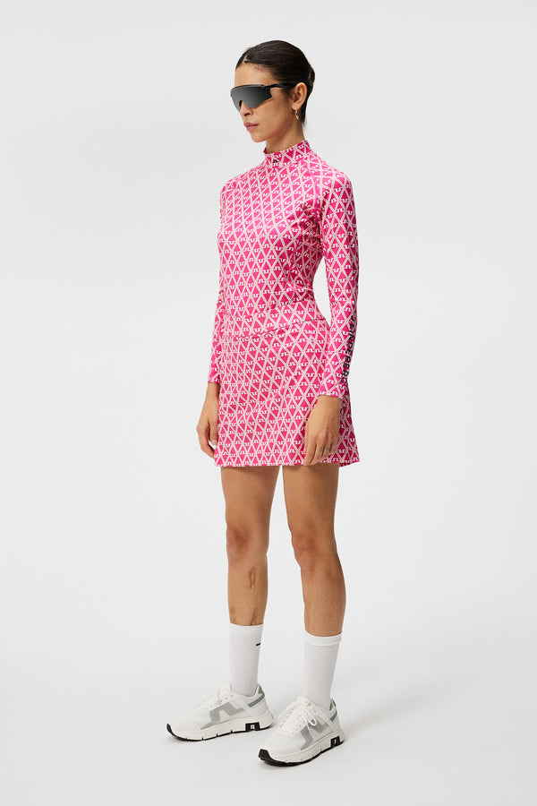 Asa Print Soft Compression Top / Geo Fuchsia Purple