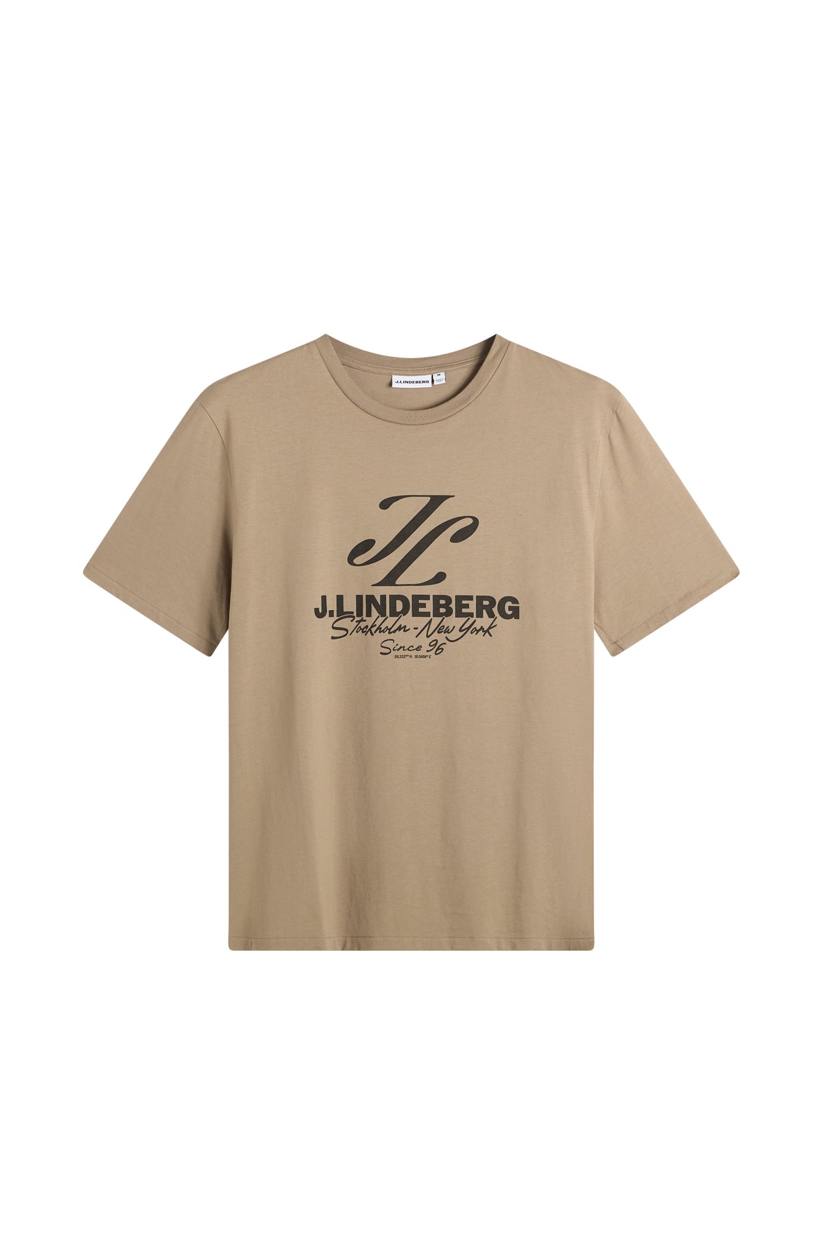 Alpha Graphic T-shirt in brindle, front view with short sleeves, crew neck, and black chest graphic.