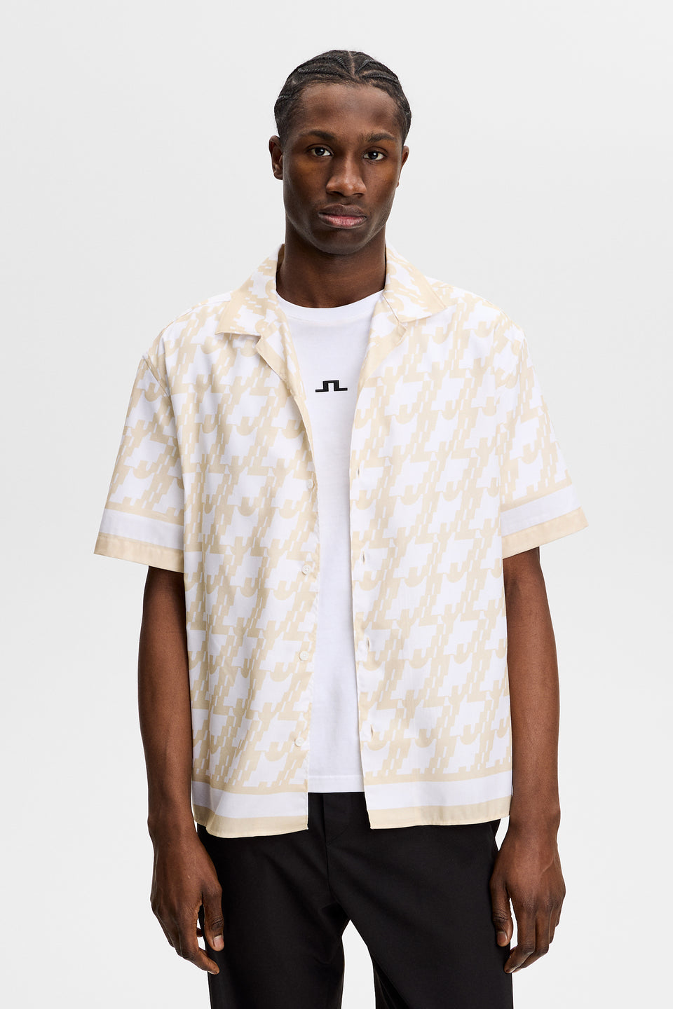 Ellis Border Resort Shirt / JL Glitch White