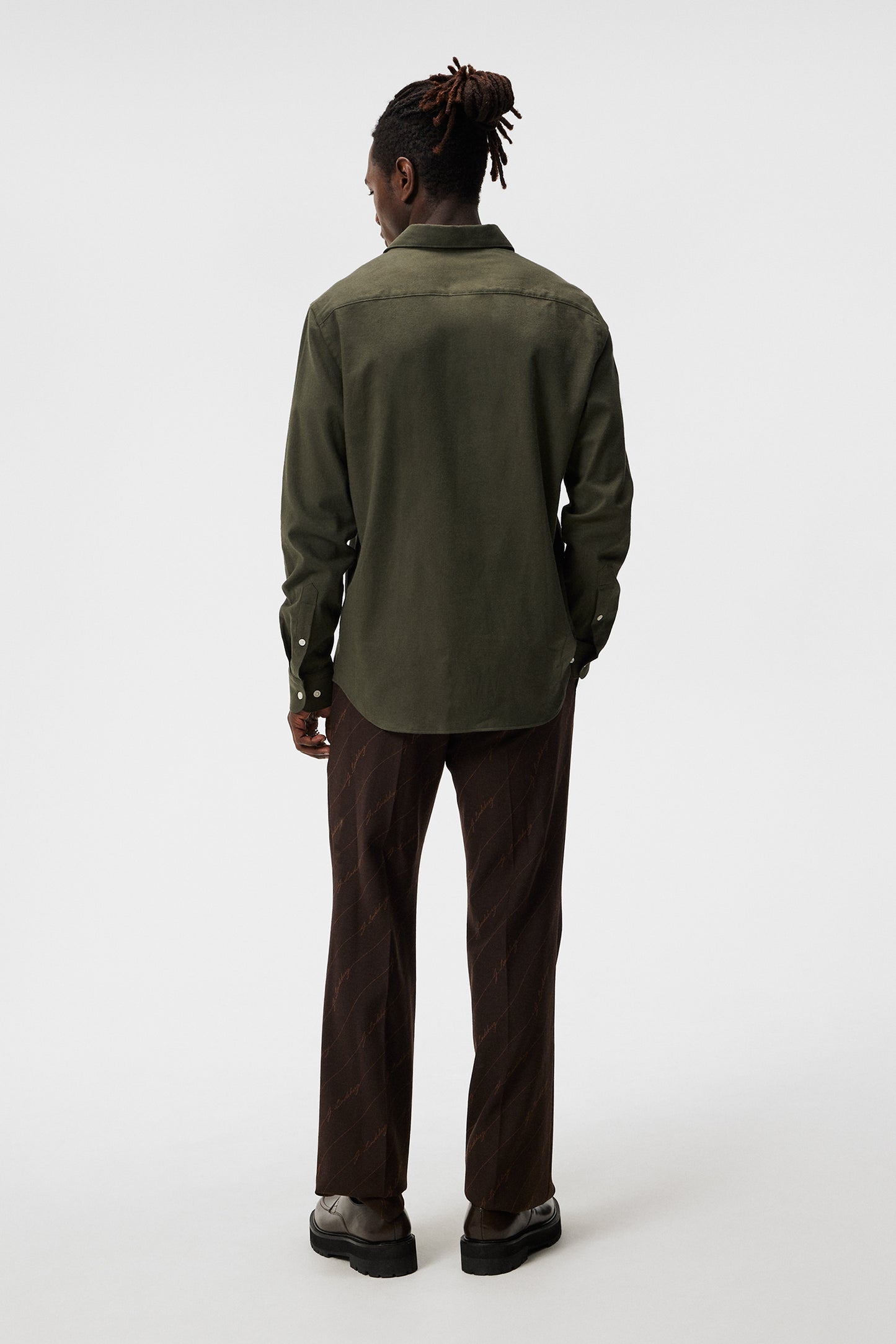 Light Flannel Slim Shirt / Forest Green