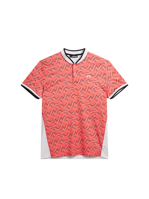 Jensen Print Reg Fit Polo / Outline Bridge Wave Coral