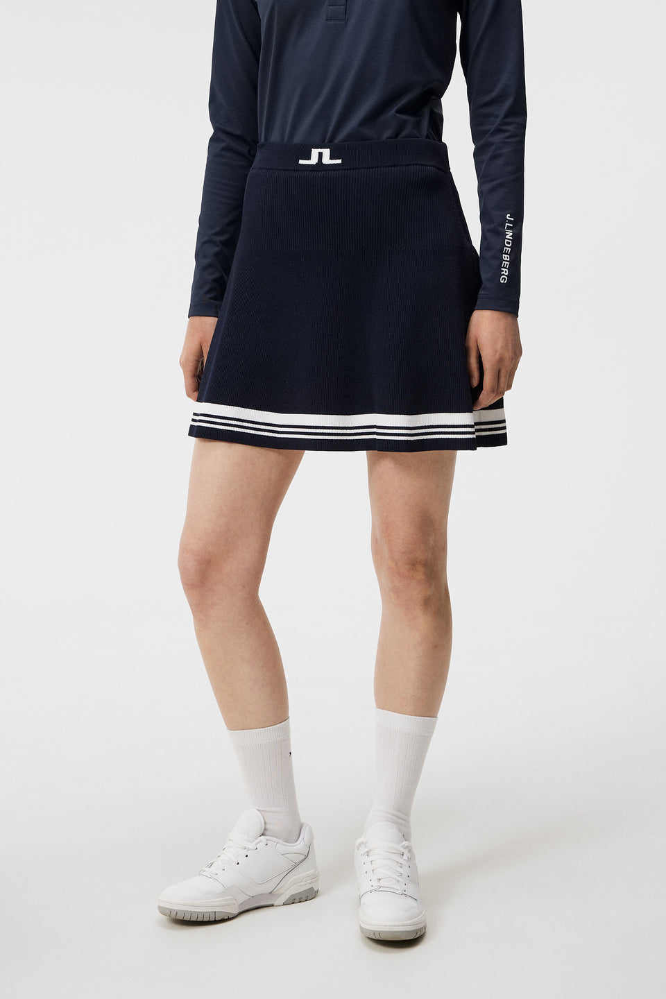 Frida Stripe Knitted Skirt / JL Navy