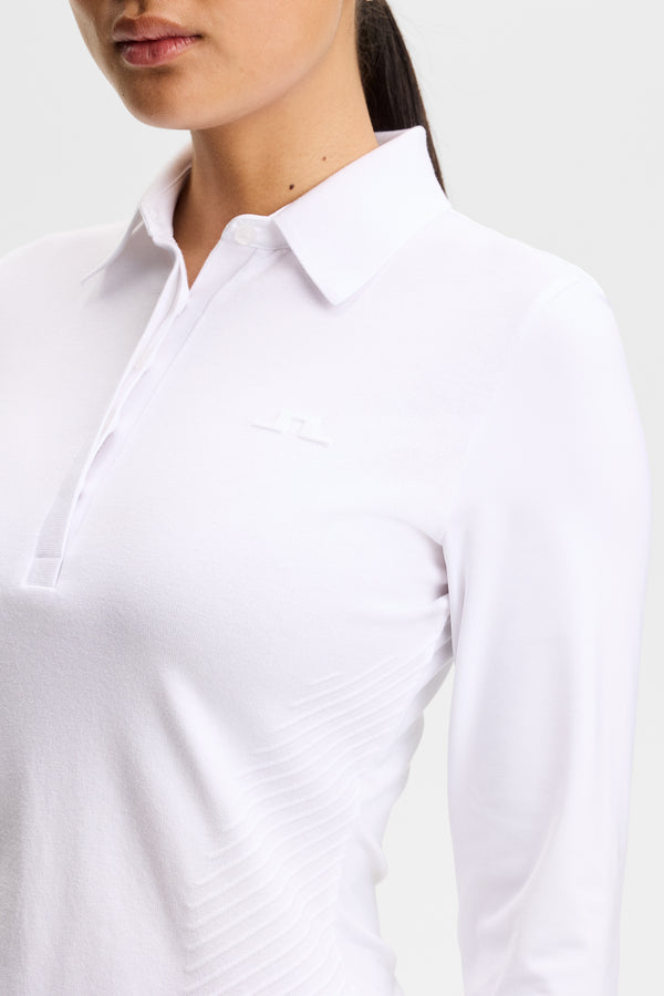 Kailey LS Hybrid Knit Polo / White