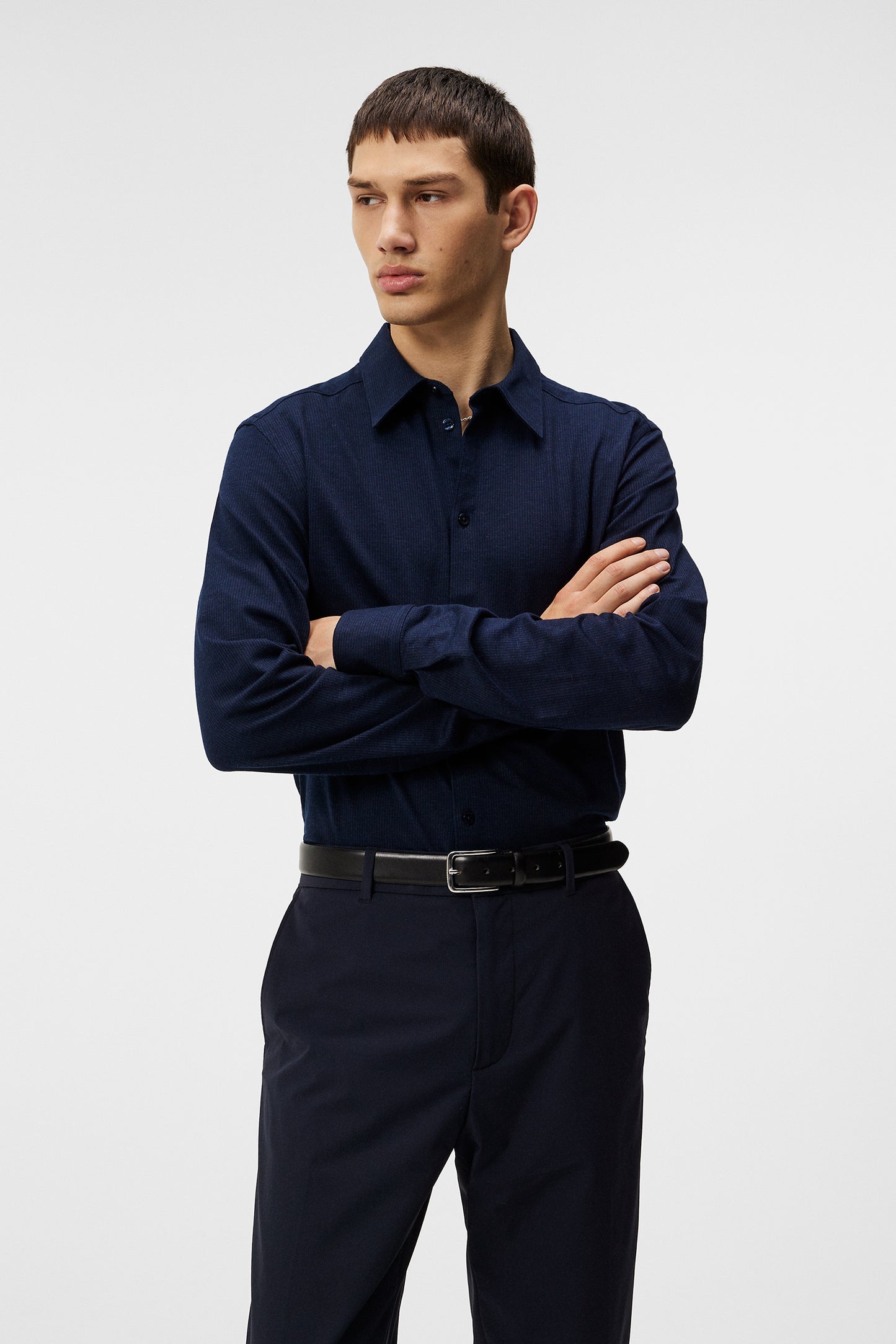 Marlon LS Jersey Slim Shirt / JL Navy