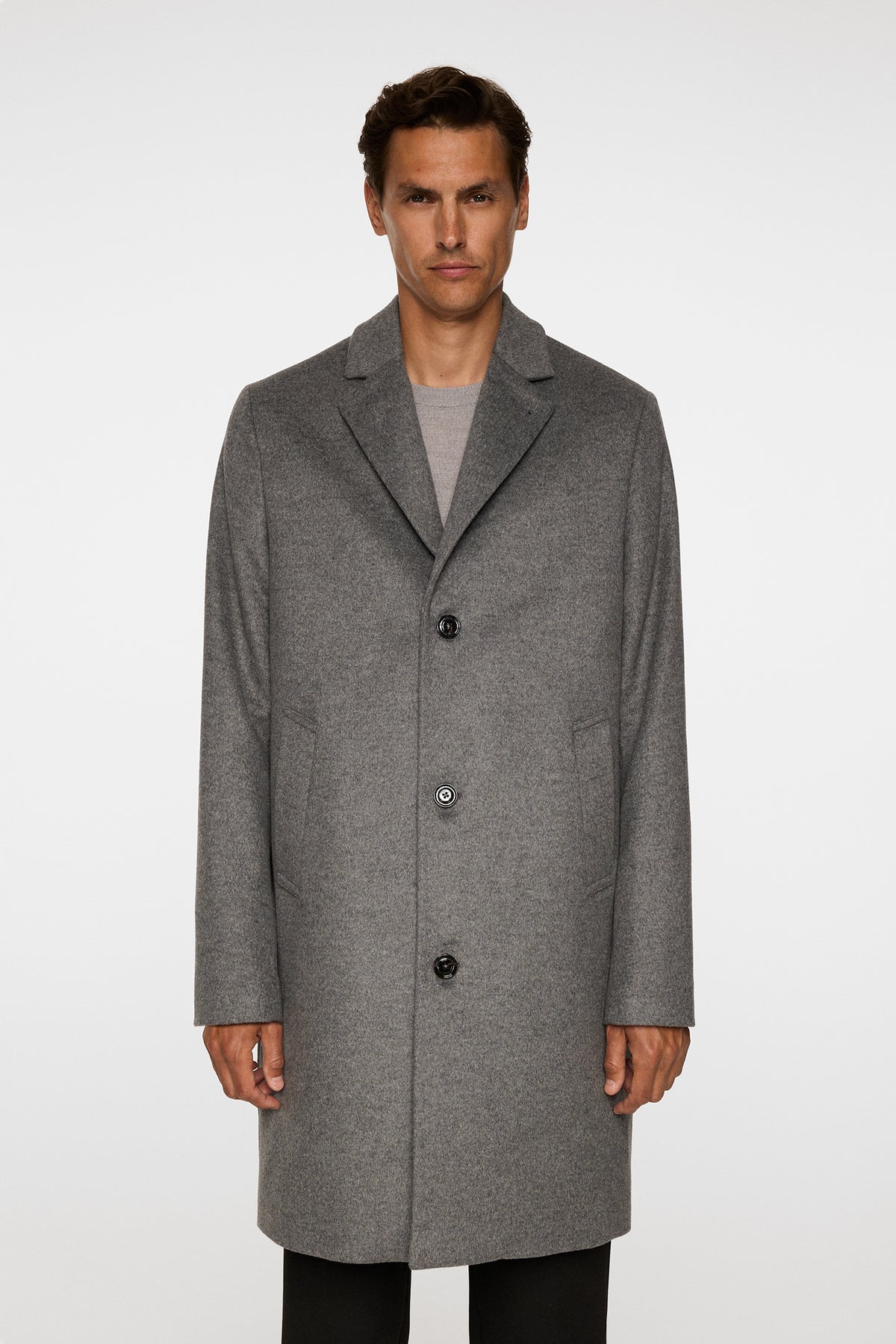 August Melton Cashmere Coat Dark Grey Melange –