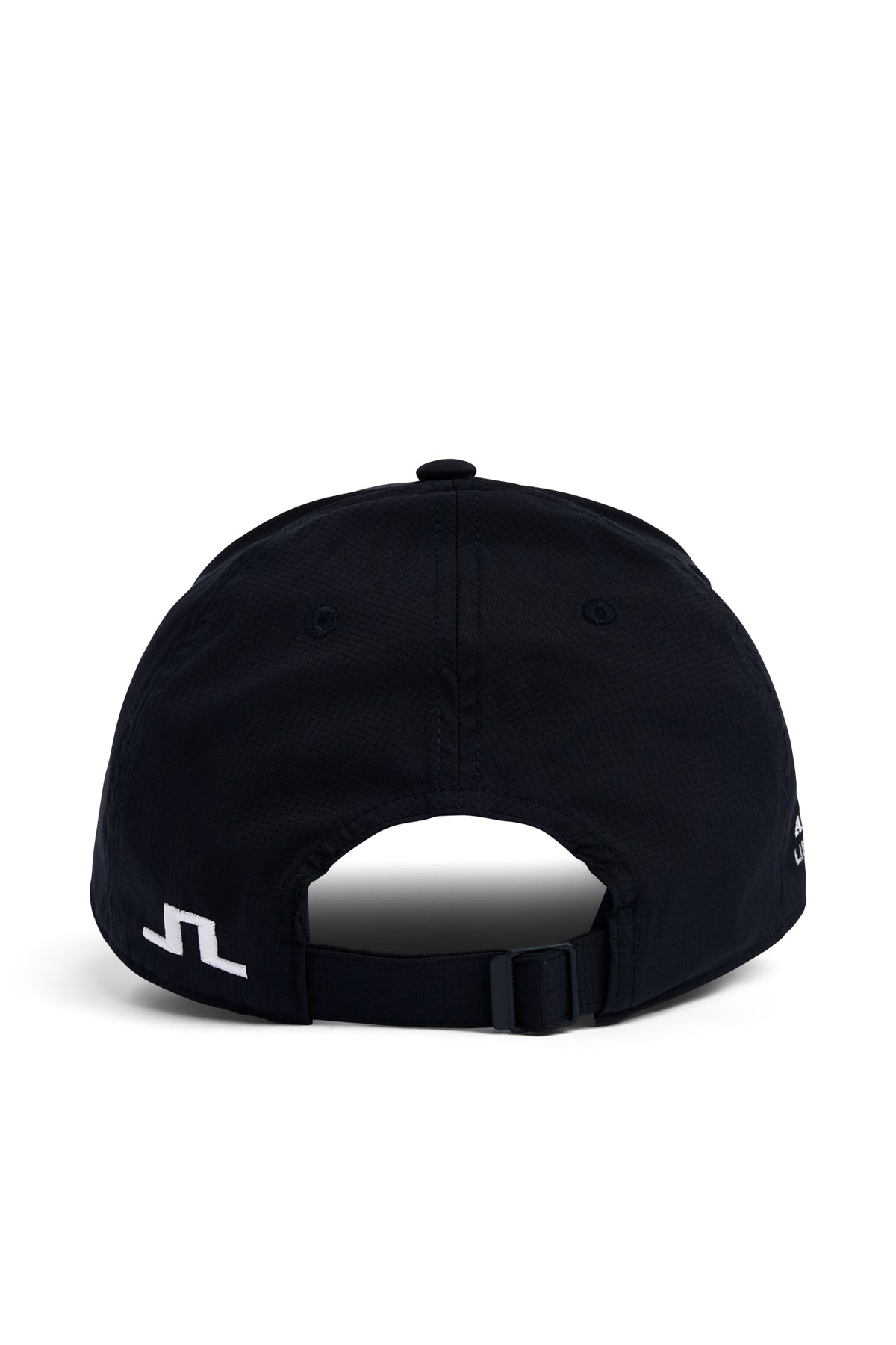 Abe Cap in JL Navy, back view featuring an adjustable strap and embroidered Bridge logo.