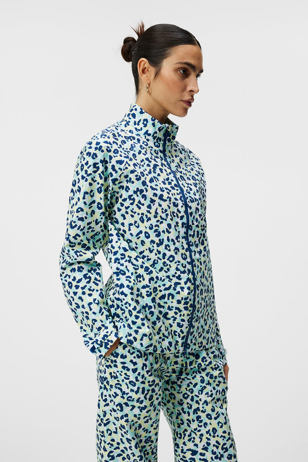 Evertine Rain Jacket Print / Leopard Aruba Blue