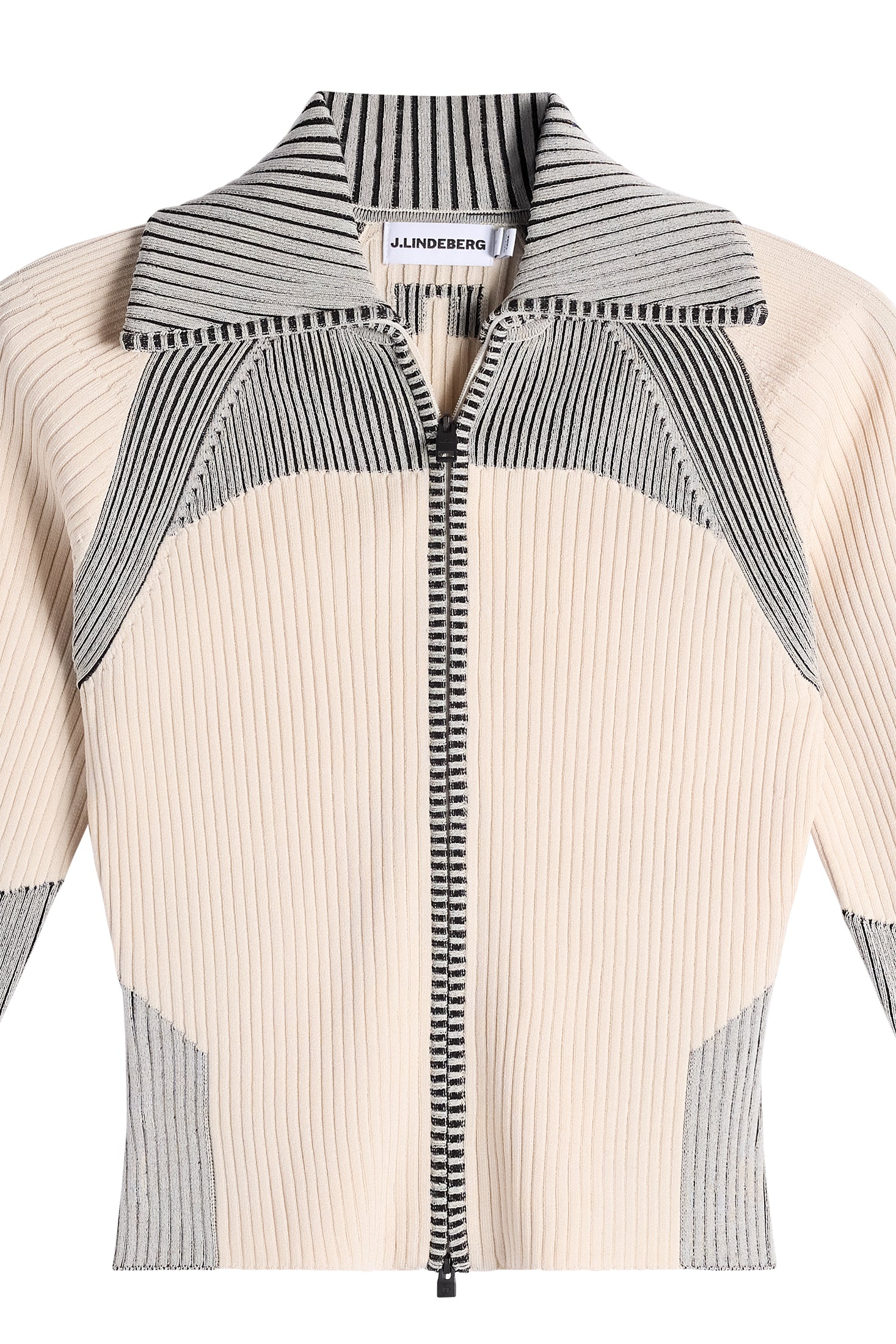 Terri Contrast Rib Zip Sweater / Moonbeam – J.Lindeberg EU