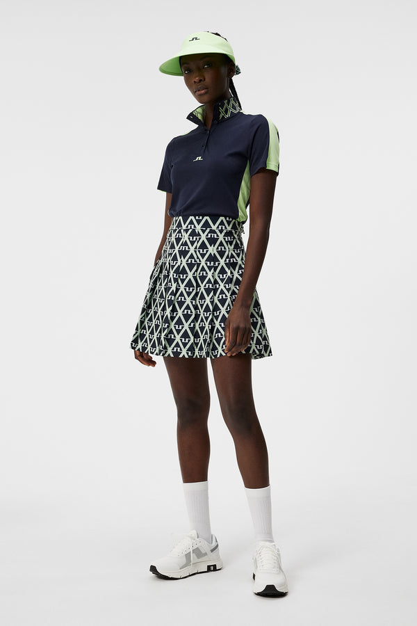 Adina Print Skirt / Geo JL Navy