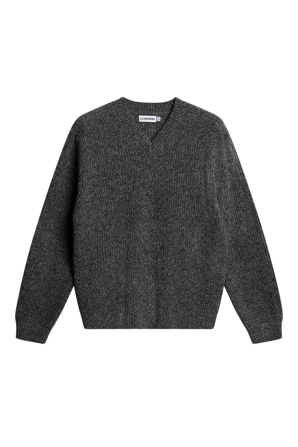 Vitor V-neck Heavy Knit / Dark Grey Melange
