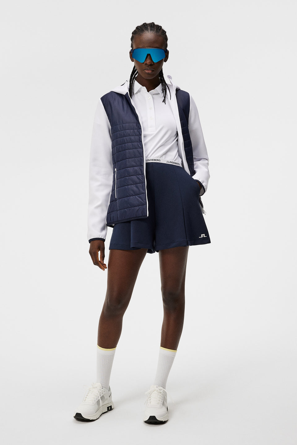 Martina Quilt Hybrid Hood / JL Navy