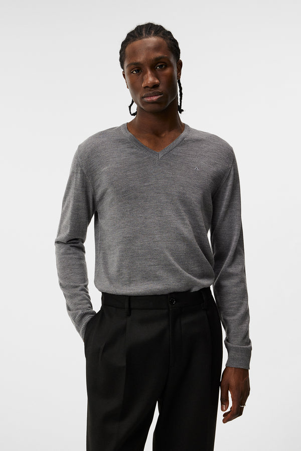 Lymann Merino V-neck Sweater / Grey Melange