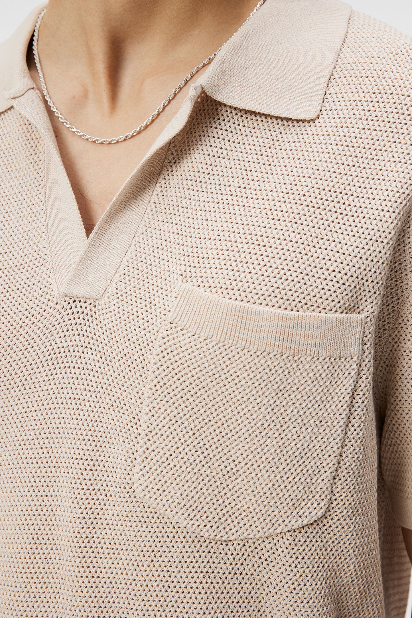 Ben Open Collar Polo / Moonbeam