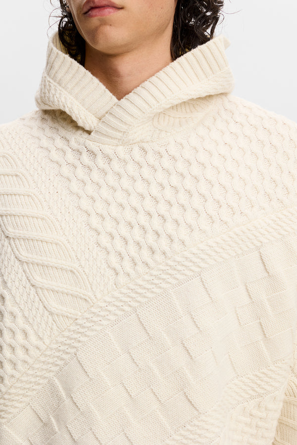 Savio Cable Knit Hoodie / Tofu