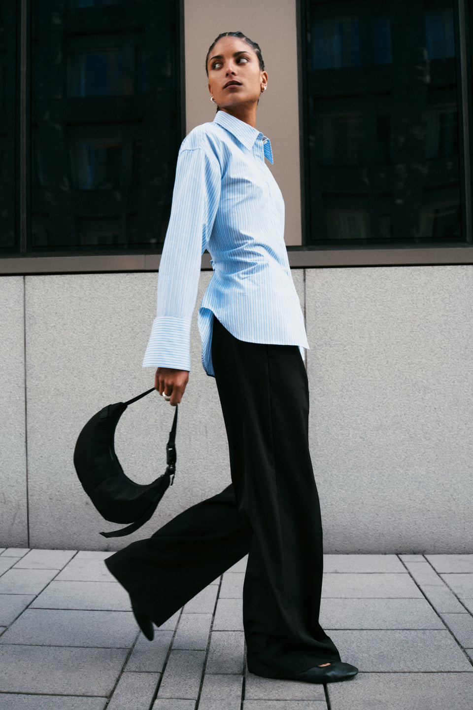 Kristina Cotton Stripe Shirt / Forget-Me-Not