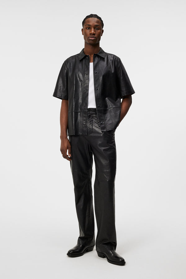 Shorty Leather Overshirt / Black