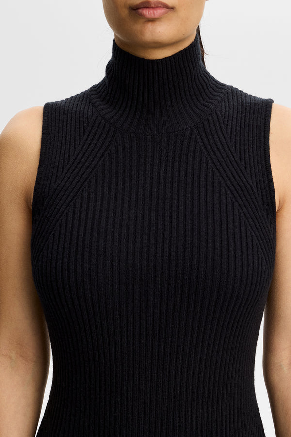 Camille Rib Knit Dress / Black