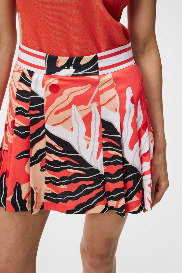 Harlow Print Skirt / Paradise Monstera Coral