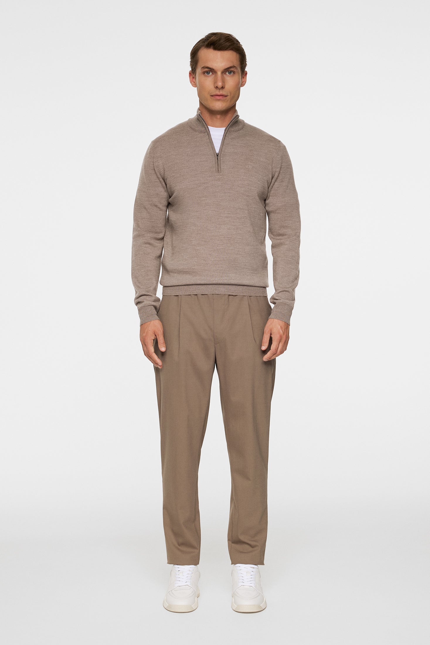 Kiyan Merino Quarter Zip / Brindle Melange | J.Lindeberg Official