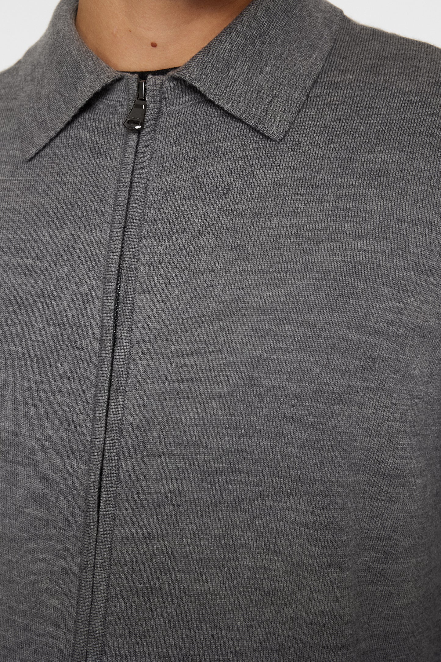 Kaleb Merino Zip Cardigan / Mid Grey Melange – J.Lindeberg