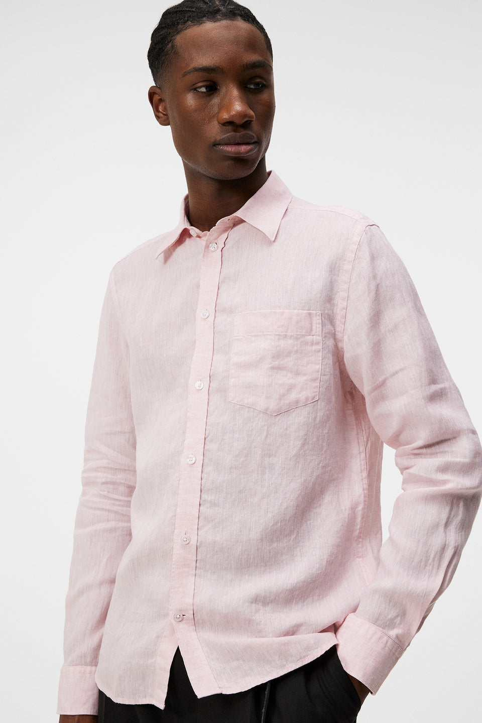 Slim LS Linen Melange Shirt / Powder Pink