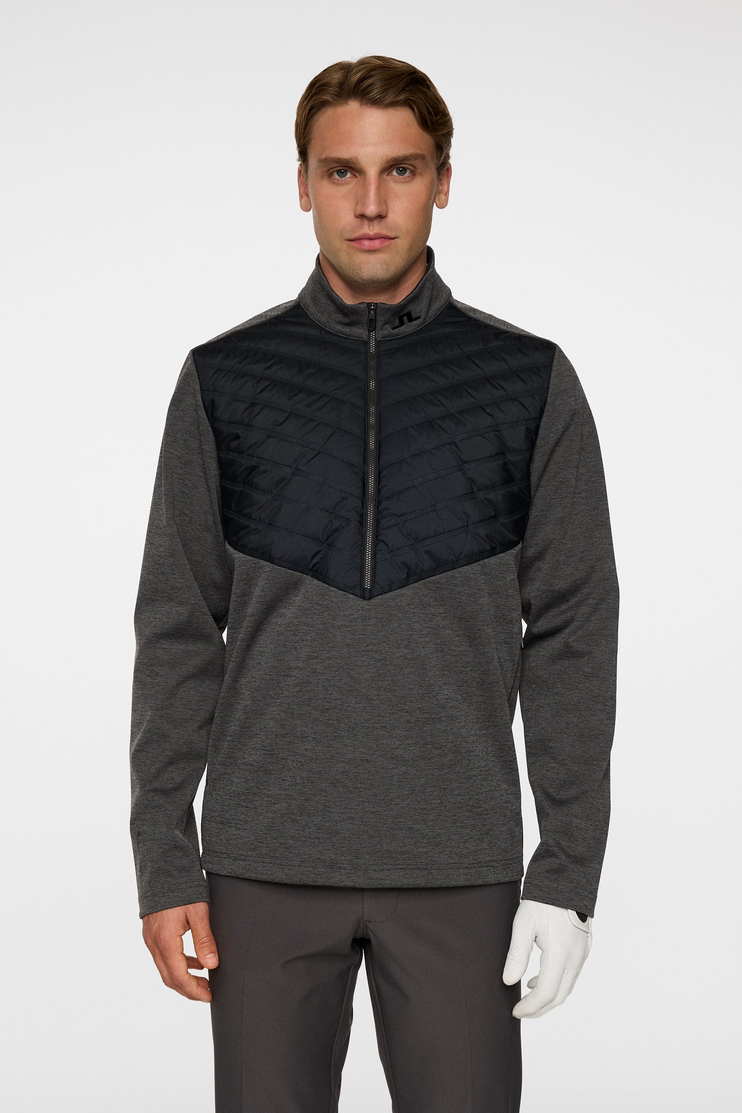 Raph Quilt Hybrid Jacket / Asphalt and Black Melange | J.Lindeberg