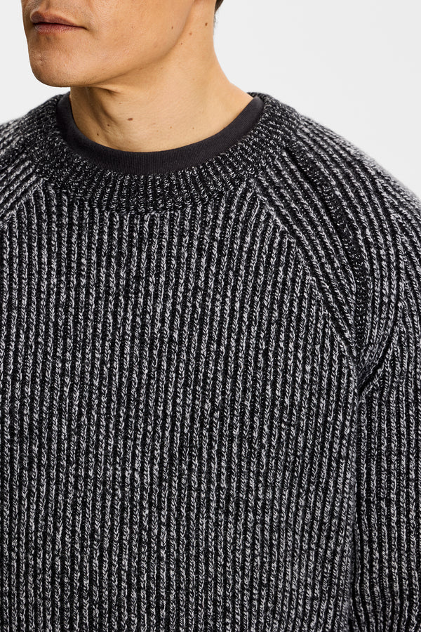 Fred Knitted Crew Neck / Dark Grey Melange