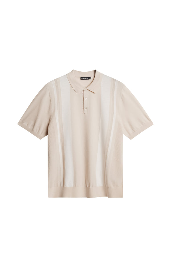 Reymond Stripe Knit Polo / Moonbeam
