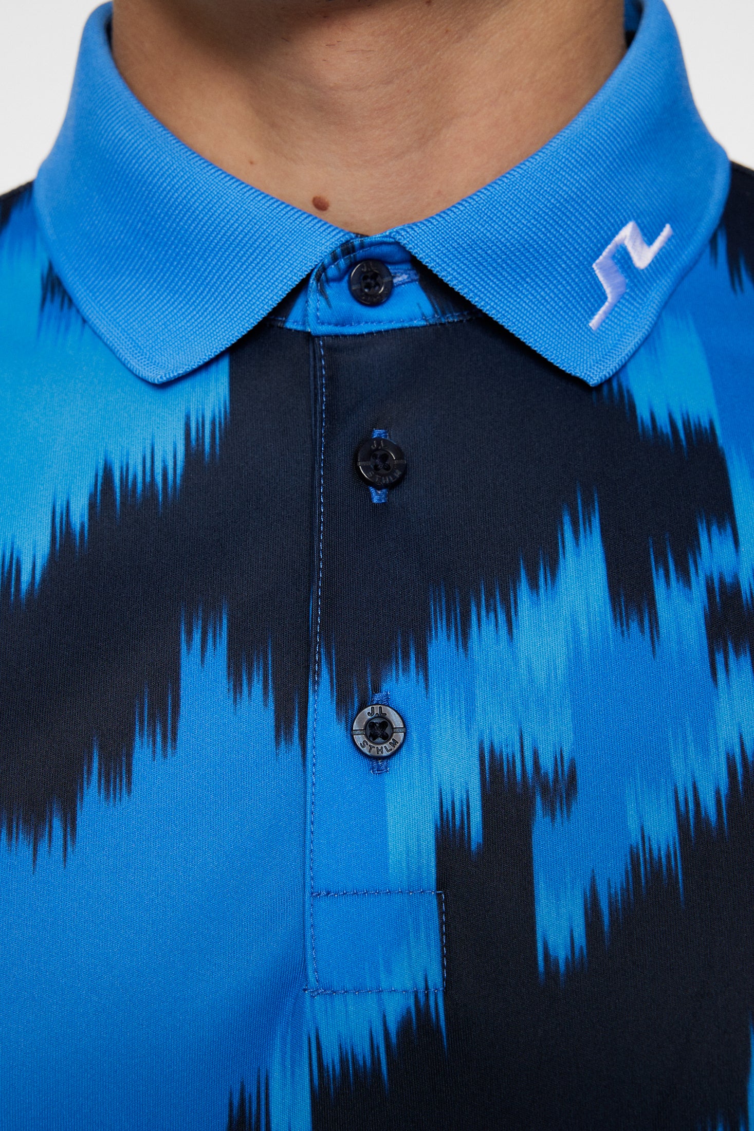Tour Tech Print Polo / Warp Sonic Blue L – J.Lindeberg EU