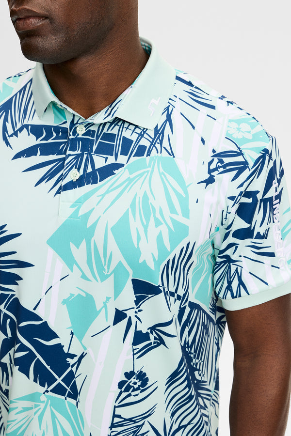 Tour Tech Print Polo / Grove Blue L