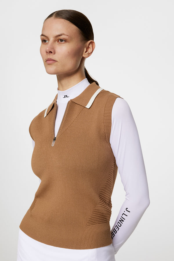Ramona Knitted Polo Shirt / Tigers Eye