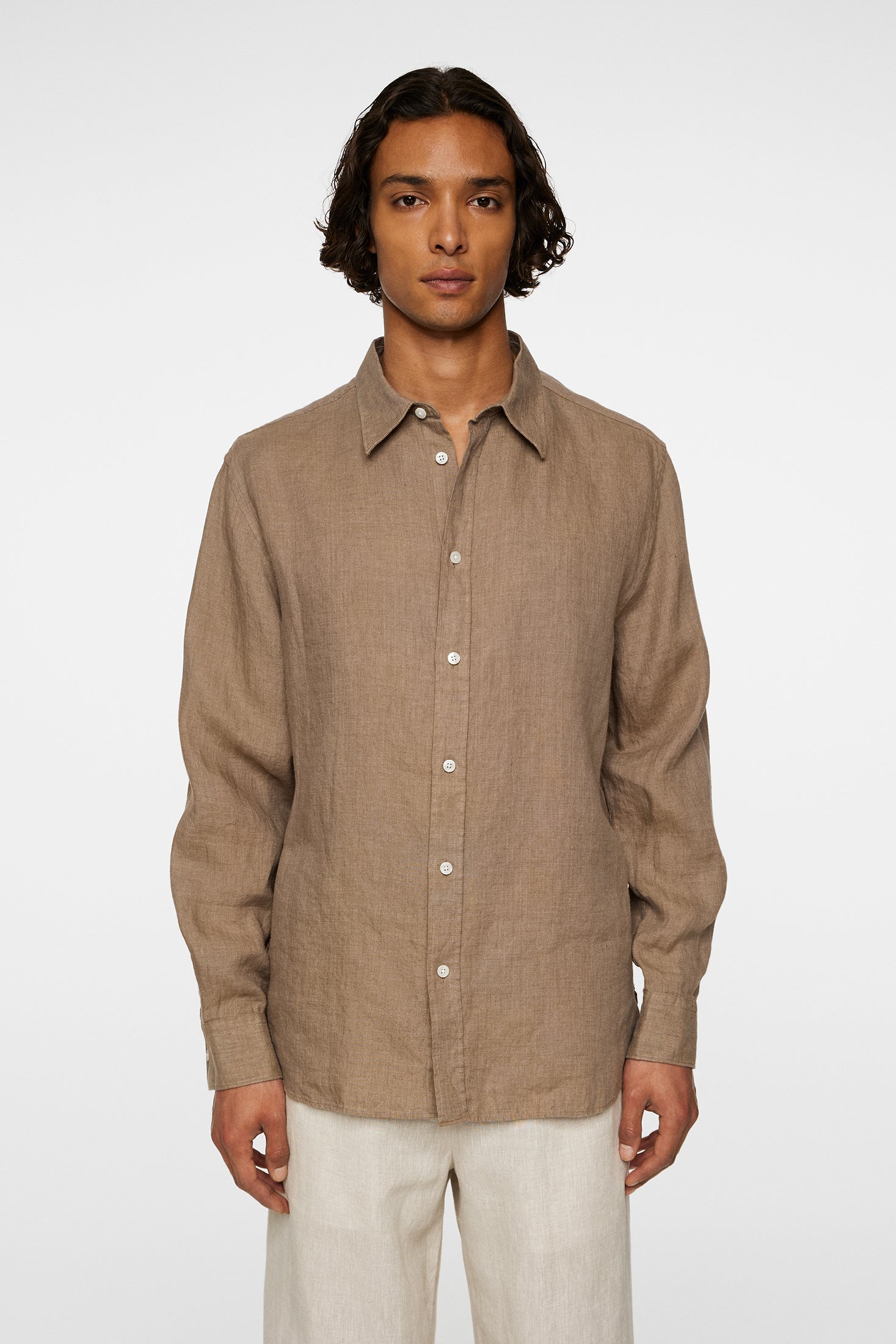 Reg LS Linen Melange Shirt / Sepia Tint | J.Lindeberg Official