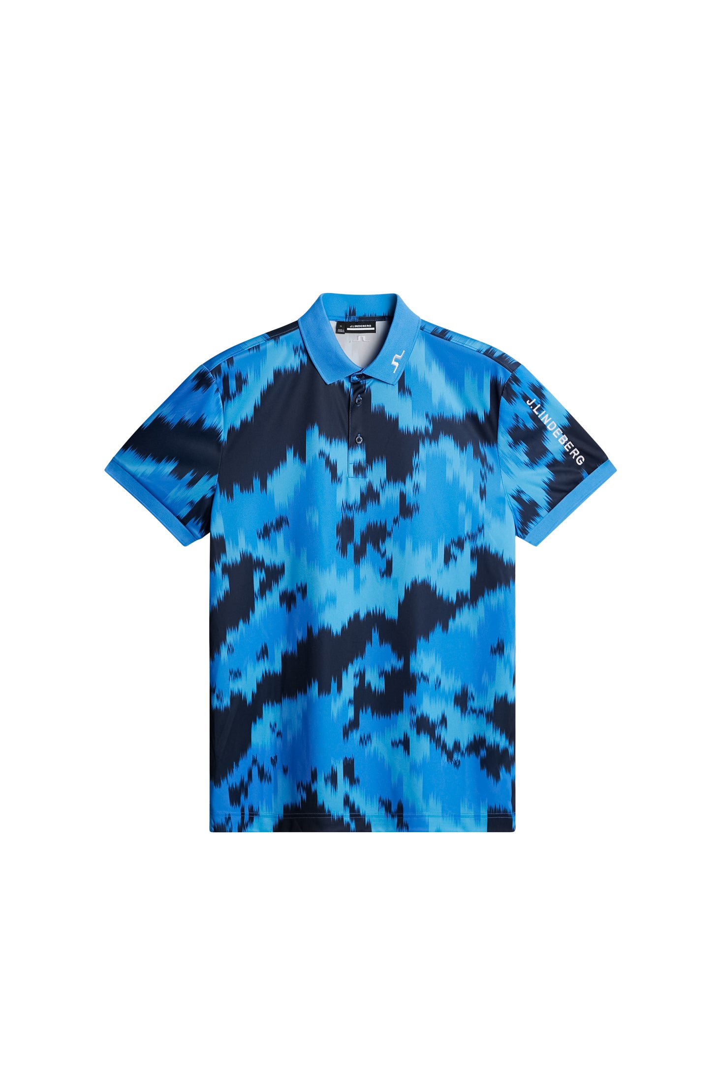 Tour Tech Print Polo / Warp Sonic Blue L | J.Lindeberg Official