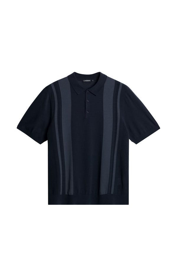 Reymond Stripe Knit Polo / JL Navy