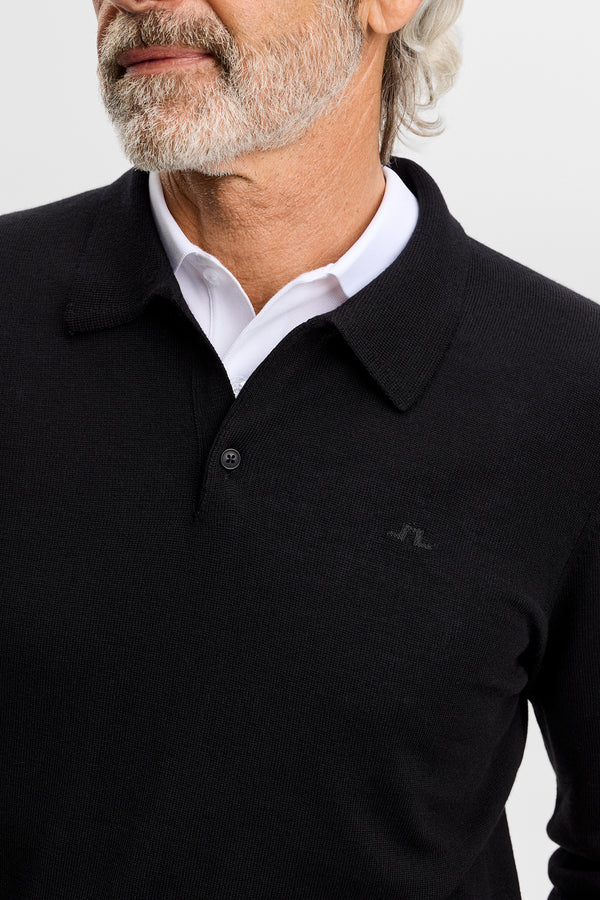 Kai Knitted Merino Polo / Black
