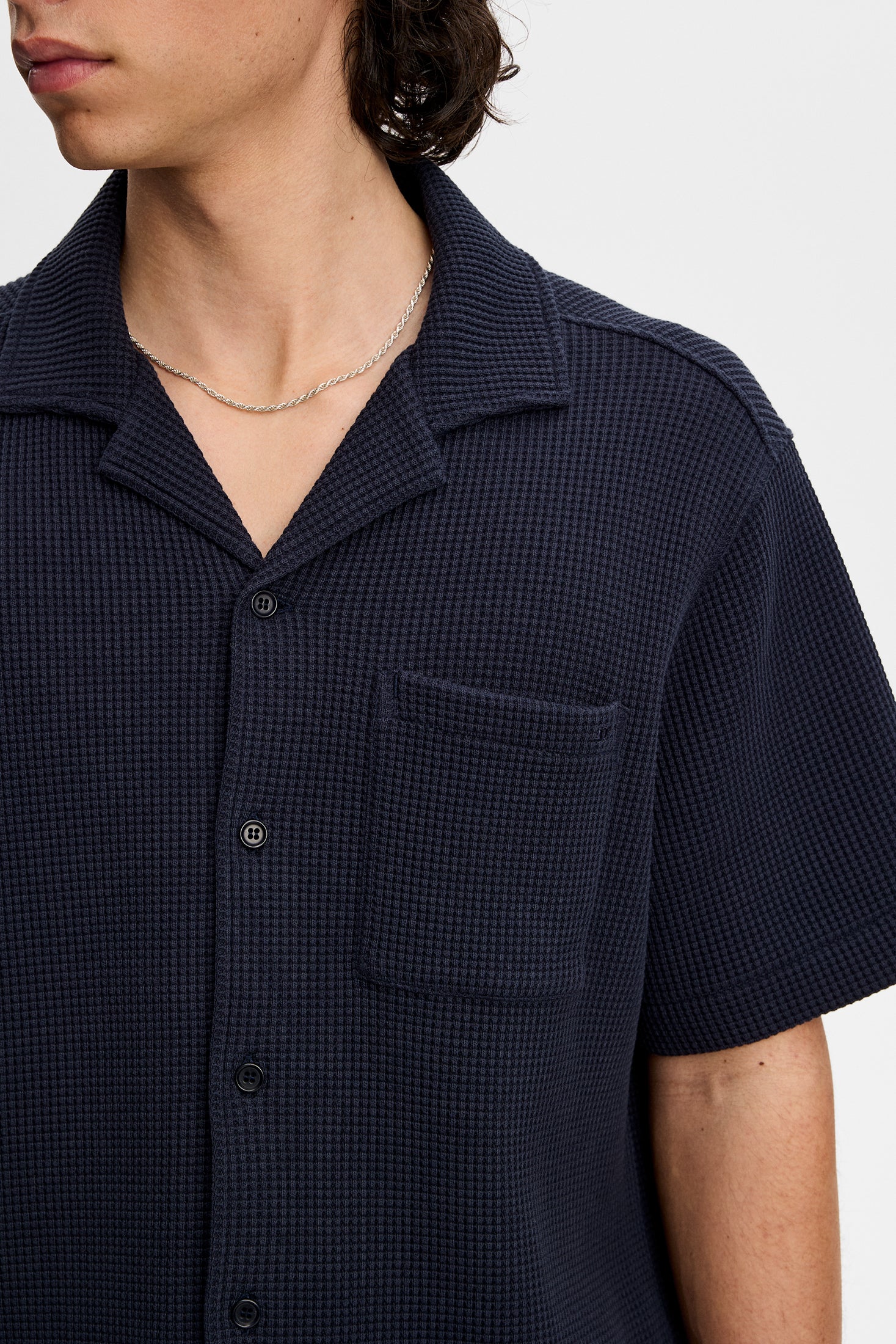 Theron Waffle Shirt / JL Navy | J.Lindeberg Official