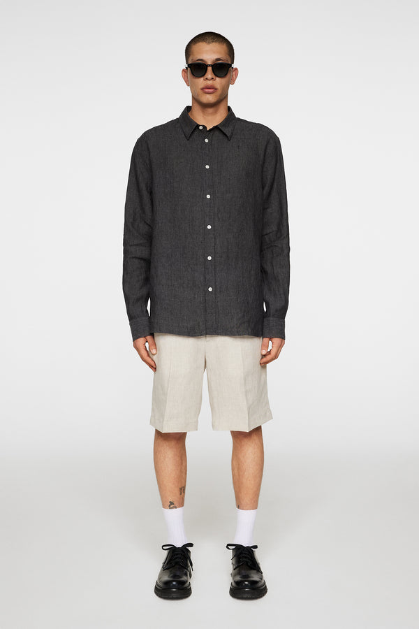 Reg LS Linen Melange Shirt / Black
